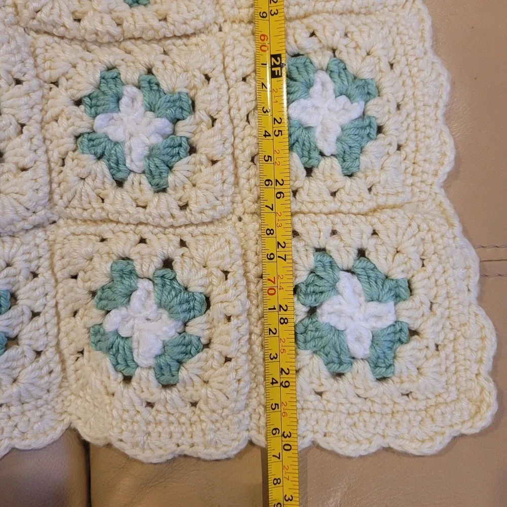 Handmade Granny Square Crocheted Lap Blanket 32x30 Soft‎ Yarn Afghan Baby